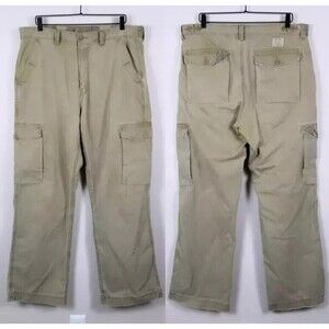 Lucky Brand Dungarees By Gene Montesano Baggy Y2K 90s Khaki Cargo Pants Size 36
